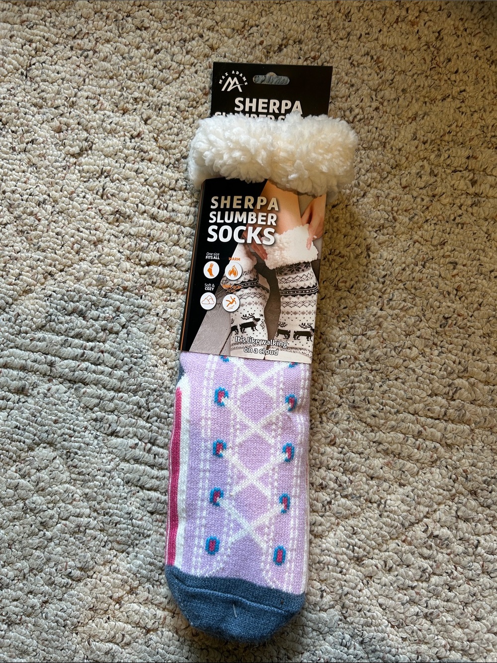 Sherpa Slumber Socks - Pink Patterned Cozy Women's Lounge Socks
